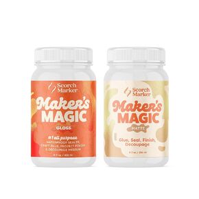 علامة Scorch - Glue Magic Glue - Gloss & Matte Finish ، 8 أوقية لكل منهما ، عقد غراء قوي وواضح للمستلزمات والمواد الحرف ، وقاعدة المياه السحرية ومقاوم للماء ، و decoupage ، والخشب ، والأقمشة والمزيد
