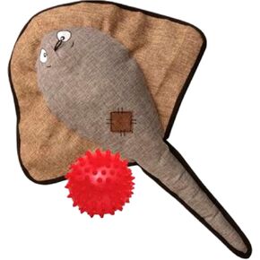 Snugarooz Sally the Stingray Plush Dog Toy مع تصحيح الإصلاح - Squeaker & Grinkle مع كرة مطاطية شائكة - مثالية لجلبها ولعب