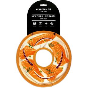 Kenneth Cole Stuffing-Free Durable New York Bagel Dog Toy – Chew-Resistant Nylon, Squeaker, Crinkle, and All-Day Play