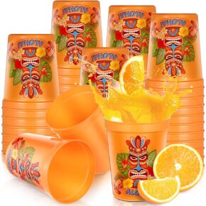 24 PCS 16 OZ TIKI CUPS Hawaiian Luau Party Supplies Tiki Party Cups Tiki Tiki تحت عنوان أكواب البلاستي