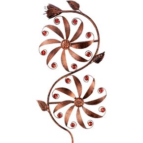 Spinners الرياح المعدنية Veuogarden في الهواء الطلق ، منحوتات الرياح الحركية والمغازل مع تصميم الزهور لزخارف الفناء في حديقة الفناء ، الأزرق والبرونز