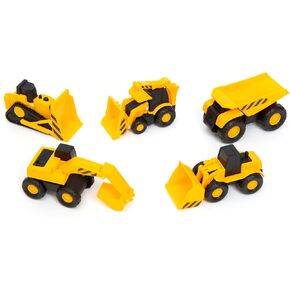 R & S LIMITED Boley: Mini Construction Vehicles - 5pk - Yellow & Black, Realistic Equipment Toy Playset, Interactive Moveable Parts, Indoor & Outdoor, Kids Ages 3+
