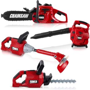4 PCS Toy Gardening Tool for Kids Toy Leaf Blower Blower Lawn Trimmer Chainsaw Lawn Cutter Battery Play Play Play Play Gift for Boys Girls