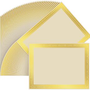 100 Pcs Certificate Diploma Paper 8.5 x 11 Inch Blank Cardstock for Graduation Certificate Paper for Printing Award Certificates Professional Certificate Paper(Gold Hot Stamping Beige)