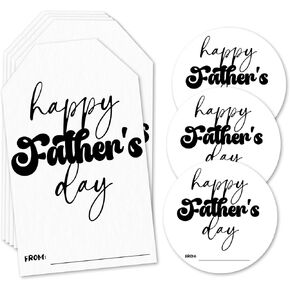 Happy Father's Day Stickers Labels,20Pcs Rectangular Tags 20Pcs Round Labels, Total of 40 Pcs Self-Adhesive Stickers for Father's Day, Envelope Seal.