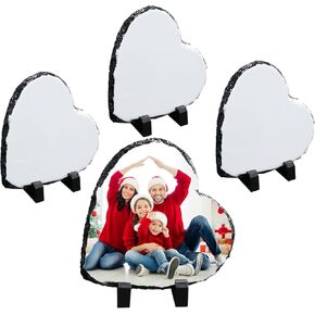 4 حزمة تسامي الفراغات ، إطار صور على شكل قلب مع حامل عرض DIY Sublimation فارغة لهدية DIY الزفاف ، 5.9 × 5.9 بوصة
