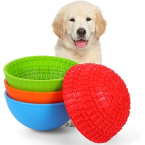 4 PCS Dog Lick Bowl تمايل السيليكون الكلب البطيء تغذية وعاء لعق حصيرة مغذية إثراء الألعاب التفاعلية ل Cat Pet Oral Health for Boredom Teave Rights ، Holding ، 4 Colors