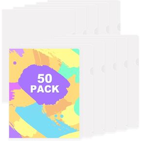 TOTIYEA 50 Pack Clear Folder ، مجلدات من النوع L البلاستيكي ، Clear Copy Safe Project Project Pocket ، Fits Letter Size 8.5x11 Paper ، شفاف