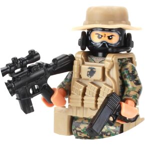Battle Brick Marine Force Recon Sniper Minifigure | Minifig العسكري الأصلي القابل للتحصيل | CAMO المطبوعة | 1.6 بوصة طول | معدات صنعت في الولايات المتحدة | هدية رائعة للأعمار 10+ للبالغين afol