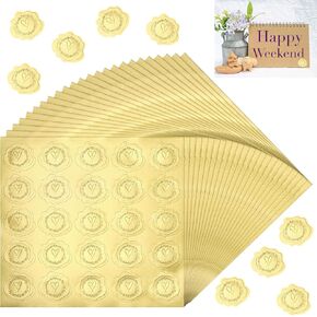 500 PCS ملصقات ذهبية ، ملصقات رقائق ذهبية ، أختام مغلف القلب المنقوشة لتسميات DIY ، دعوات الزفاف ، غلاف الهدايا ، مظاريف الحفلات ، حب القلب اللصق