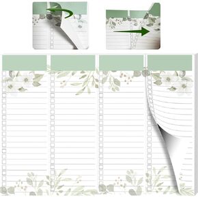 4 in 1 Magnetic Note Pad for Fridge, Totally 208 Sheets Notepads for Grocery List, Meal Planner, To-Do List, Reminders -Tear Off design Simple and convenient, Kitchen Gift for Mother, Girlfriend (Nature)
