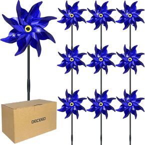 10 Pack Reflective Pinwheels Pre-Installed Bird Devices for Yard and Garden Sparkly Wind Spinner 20.8"H x 6.8"W Deterrent to Scare Birds Away from Yard Patio Farm（Silver）
