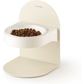 Adjustable Raised Ceramic Cat Dog Bowl, 0° to 15° Adjustable Angle Tilted Elevated Cat Bowl for Food and Water, Non-Slip Tilted Cat Bowl-Maoxga