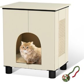 Cat House داخلي ، داخل القطط الشقة مع وسادة أفخم قابلة للغسل ، وسادة خدش القط مساحة كبيرة مع لعبة كرات القط ، منزل القط الداخلي والشقق للقطط الكبيرة والجرو ، الرمادي