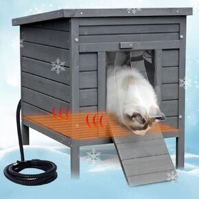Marunda مسخن منازل القطط للقطط في الهواء الطلق في فصل الشتاء ، House Cat House المدفأة للمأوى الداخلي والكيتي ليبقى حيوانك الأليف دافئًا ودافئًا ، سهل التجميع. (أزرق فاتح ، صغير)