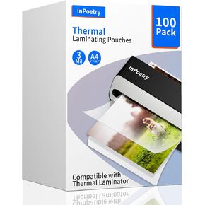 Thermal Laminating Sheets, 9" x 11.5" Laminating Sheets, 3 Mil Thickness Clear Laminating Pouches, Compatible Thermal Laminators, 100 Packs.