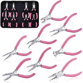 Speedwox 8pcs مجوهرات الزردية مجموعة مجوهرات صنع أدوات صنع النايلون الفك مسطح كماشة الأنف مسطحة مع نهاية الفك الناعمة قطع الأنف الطويلة أنف قاطع أنف 6 في 1 سلك الغلاف الزلبي