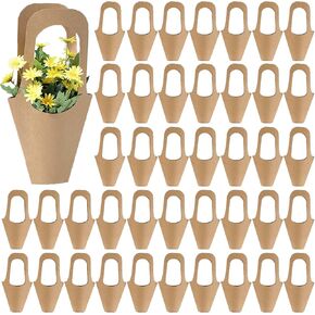 Tergy 50 Packs Kraft Paper Flower Flower Flowers حقائب معلقة باقة التغليف للديكور المنزلي