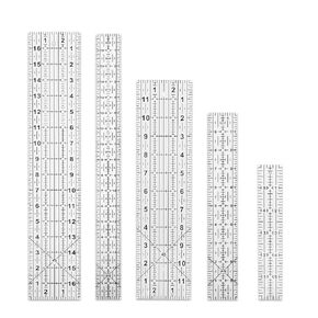5pcs الحكام الخياطة ، وحكام خياطة اللحف مع 17 × 3 بوصة ، 17x1.5in ، 12x3in ، 10x1.5in ، 6x1in أحجام حاكم خياطة واضحة حاكم أكريليك الحاكم للخياطة والخياطة النسيج وتوصيلات الحرف اليدوية