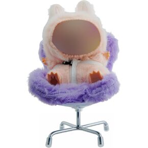 Car Seat for Labubu Doll, Accessories for Labubus, Car Ornaments for Labubu Fans and Doll Collectors with Soft Furry Cushion, Car Air Vent Clip and Desktop Stand (No Doll) (Pink)
