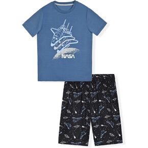Sleep On It Boys Pajamas Shorts Set 4 Piece Pajama T-Shirt and Short Sets Summer Sleepwear for Kids (2 Full Sets)