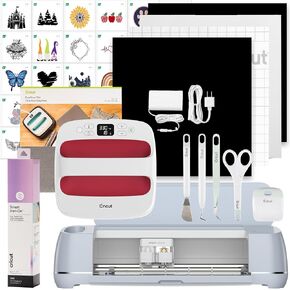 مكتبة Cricut Maker 3 & Digital Content Library (30 صورة)-حزمة Smart Iron-On ، تتضمن مجموعة أدوات من 5 قطع ، EasyPress 2 Heat Press ، Easypress Mat ، وحديد التصوير المجسم الذكي على لفة (Blue)