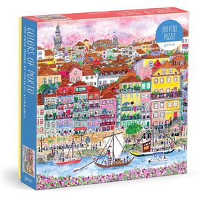 Galison Colors of Porto - 500 قطعة لغز Michael Storrings Jigsaw يضم أعمالًا فنية جميلة لمشهد البرتغال الصيفي
