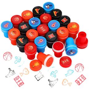 AORIHER 24 PCS CORBALL STAMPS for Kids Sport Stampers طوابع الحفر للرياضة الحفلات GOONIES BACESSORS CLASS CLUB CLUB Party Treat Birthday Party Supplies (كرة السلة)