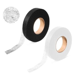 2 Rolls Iron on Hemming Tape,No Sew Hemming Double-Sided Sticky Fabric Tape for Pants Curtains Dresses Clothes Skirts Jeans (Black and White)