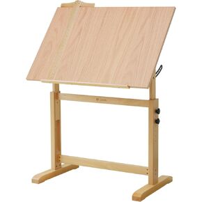 conda Wood Adjustable Drafting Table 35.5" x 23.5" - Beech Wood Art Desk with Adjustable Height & Tilting, Pencil Ledge, and Ruler for Writing, Reading, Design, and Crafting