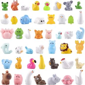 45 PCS MINI Resin Animals 45 Styles Miniature Animals Figures Variety Pack Resin Mini Actures Acrylic Animal for Dollhouse Fairy Garden
