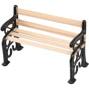 1/24 Scale Black Miniature Park Bench Dollhouse Decoration Accessory (1.9 x 0.9 x 1.3 inch)