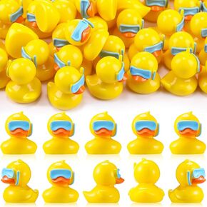 50 Pcs Mini Resin Ducks Summer Beach Tiny Ducks Miniature Figures Tiny Toys to Hide Micro Garden Landscape Aquarium DIY Dollhouse Cake Decoration Ornament(Diving Duck)