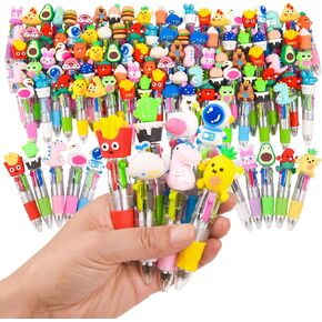 LiYiQ 100PCS Multicolor Pen in One Fun 4-in-1 Cute Pens Bulk Kawaii Cool Ballpoint Pens for Kids Fun Gifts