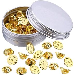 100 PCS المعدن قفل دبوس الظهور دبابيس القابض الفراشة حارس دبوس حارس قفل شارات المشبك دعم حامل المشبك مشبك دبوس بديل للذهب بروش الذهب
