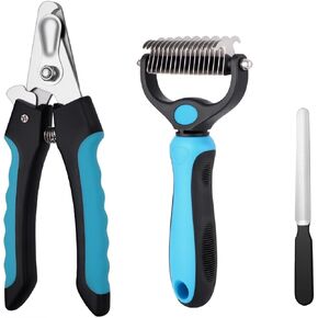 طقم الأليف الكل في واحد: كليبرز الأظافر مع حارس الأمان ، ملف الأظافر ومشط dematting ، مريح للحيوانات الأليفة والمالكين