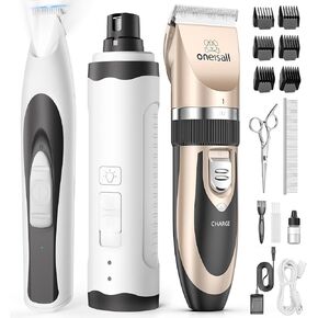 Oneisall Dog Clipper Low Love ، Kit Dog Grooming Kit with Respible Head Dog Trimmer for Paws Dog Dail Grinder Paw Trimmer with 2 LED Lights