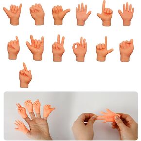 13 Pcs Mini Tiny Hands for Cats & Pranks, Stretchable Soft Finger Puppets, Funny Realistic Little Hands for Gag Gifts & Party Favors