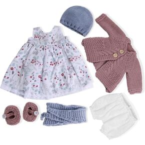 مجموعة ملابس 12 بوصة مصنوعة يدويًا Waldorf Doll ملابس مع صندوق جميل لعيد ميلاد Girl Phens-Eden's Explessories