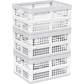 15 L Plastic Folding Storage Crate, Stackable Collapsible Storage Crate, 3 Packs