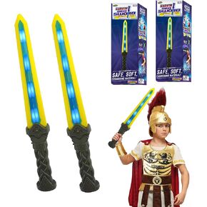 Geospace 18 "Gladiator Geosword - 2 حزمة LED LED SABER TOY SWORDS للأطفال والبالغين ، والأضواء والأصوات المنشطة المتحركة ، ومرضات حرب النجوم ، وآمنة الأضواء الداخلية/الخارجية في الهواء الطلق