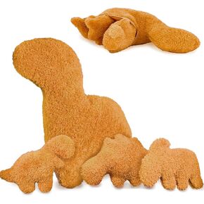 4 Pack Dino Nugget Pillow Set,Large Chicken Nugget Plush with 3 Small Dinosaur Plush Toys,Dino Stuffed Animal for Birthday Gifts,Valentine's Easter Gifts,Party Favors
