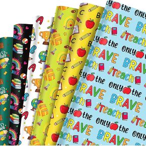 Howaf 12 Sheets Easters Educitiation Diy Crafts Wrappe Paper ، شكرًا لك على ورقة التغليف هدية للمعلمين للمعلمين زخارف الهدايا الأسبوعية ، والمعلمين تقديرات الزخارف حفلات الحفلات