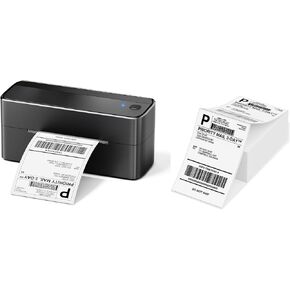 Phomemo 241BT Bluetooth Thermal Shipping Label Printer 4X6 - Wireless Thermal Label Printer for Shipping Packages + 4"x 6" Direct Fanfold Thermal Labels (Fanfold Style & 500 Labels)