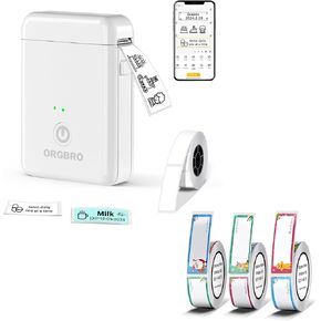 ORGBRO X1 Label Maker with 4 Roll Joyful Patterns Thermal Label Print Paper 0.47"×1.57"(12×40mm)