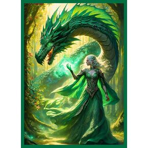 100 PCS MTG Card Sleeves with 100 PCS Perfect Fit Sleeves, Art Matte Card Sleeves with Inner Sleeves - Fit Standard Size Cards - Sorceress of The Scarlet Dragon