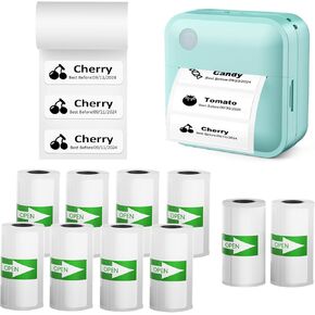Label Maker with 9 Rolls 50x15mm Thermal Printer Label, 1 Roll Continuous Sticker Paper