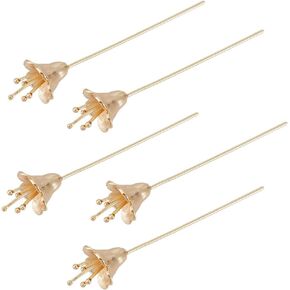 10Pcs Brass Flower Shaped Head Pins, 20 Gauge Golden Wire Needle Headpins Jewelry Making Pin Heads Eye Pins 56.2mm for Earrings DIY Jewelry Making