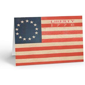 Stonehouse Collection | War of Independence Revolutionary 1776 Flag Note Card | Historical Greeting Cards | 10 Boxed Cards & Envelopes