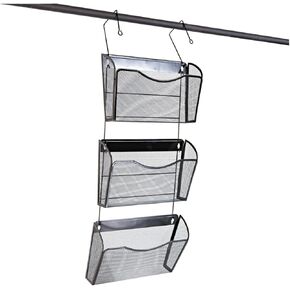 Universal 20011 Mesh Three-Pack Wall Files مع شماعات ، رسالة ، أسود
